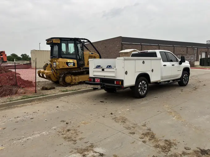 CAT dozer and mobile service truck on a repair call