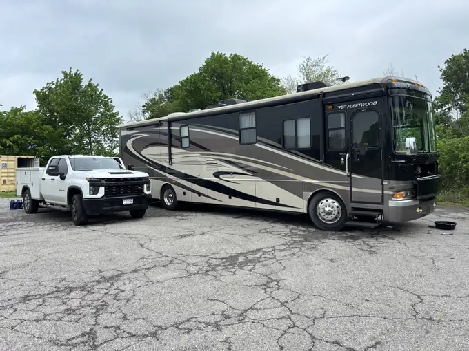 Diesel pusher motorhome serviced by Tulsa Fleet Repair