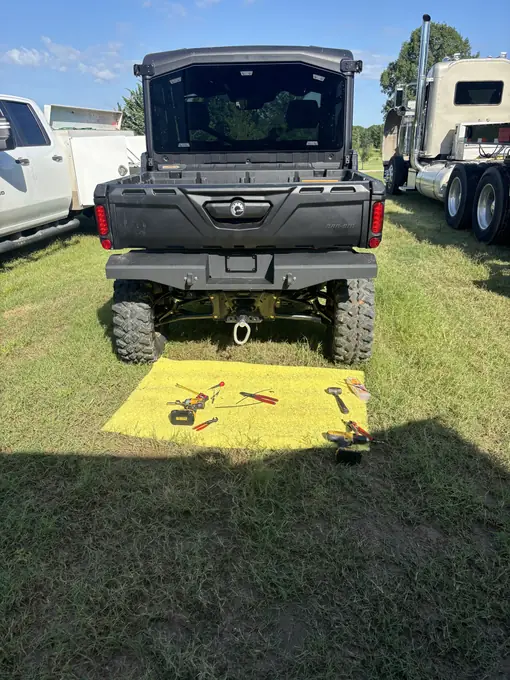 UTV staged on trailer after fleet service